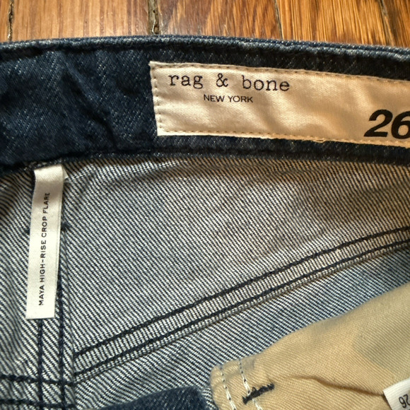 Rag and Bone Women's Jeans High Rise Crop Flare Maya Button Fly Size 26 27x26 - Picture 8 of 14